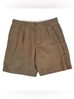 Brooks Brothers Size 36 Brown Irish Linen Shorts Vacation Pockets Beach Summer